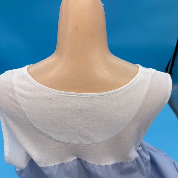 The Vermont Country Store Cotton Sleeveless Nightgown White and Light Blue XL - Picture 4 of 7